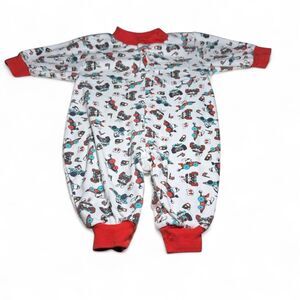 VTG Y2K WeeFolks Boys 12 Months Animals Race Cars One Piece Kidcore Retro Snap